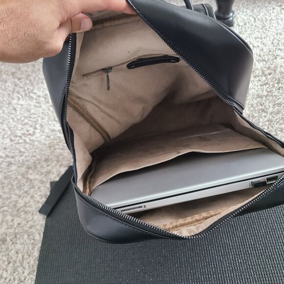 Woven leather backpack-fit 14 inches laptop